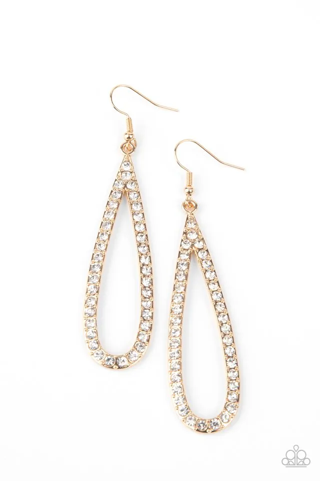 Paparazzi Earring ~ Glitzy Goals - Gold