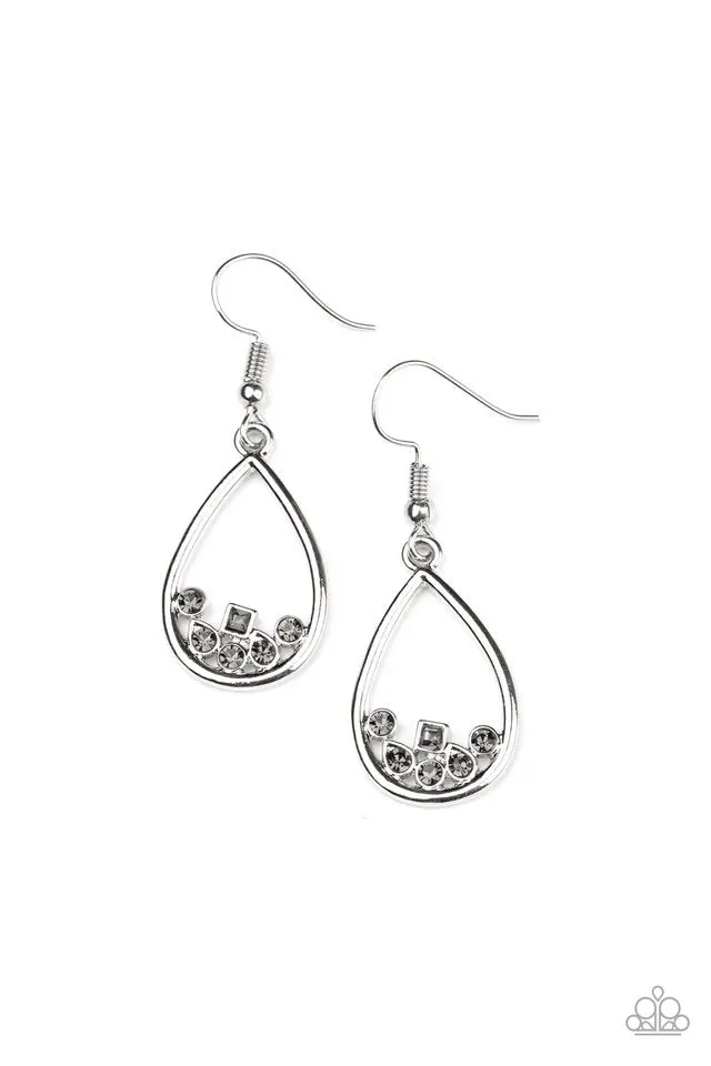 Paparazzi Earring ~ Raindrop Radiance - Silver