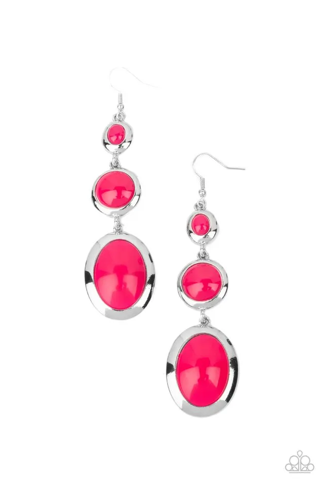 Paparazzi Earring ~ Retro Reality - Pink