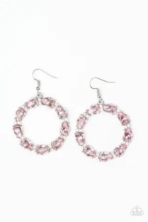 Paparazzi Earring ~ Ring Around The Rhinestones - Pink