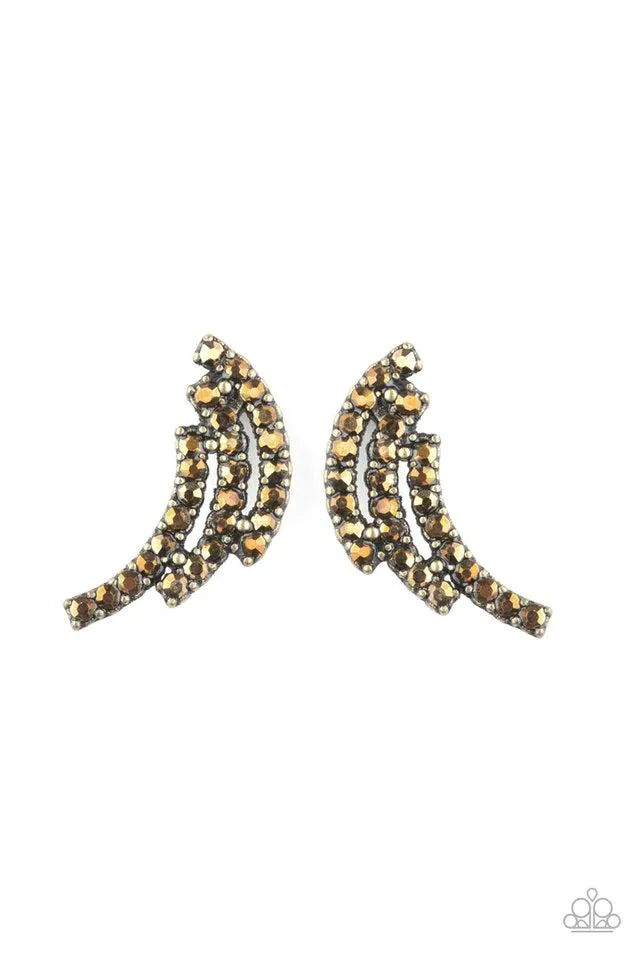 Paparazzi Earring ~ Wing Bling - Brass