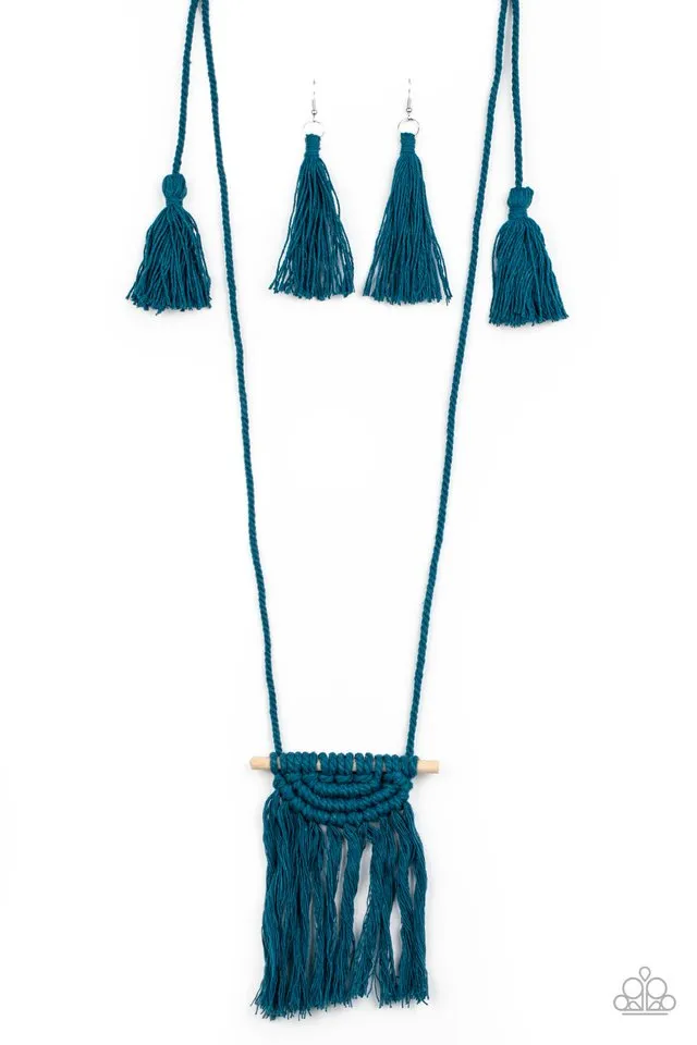 Paparazzi Necklace ~ Between You and MACRAME - Blue