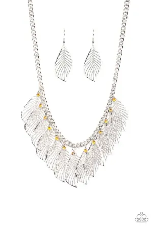 Paparazzi Necklace ~ Feathery Foliage - Yellow