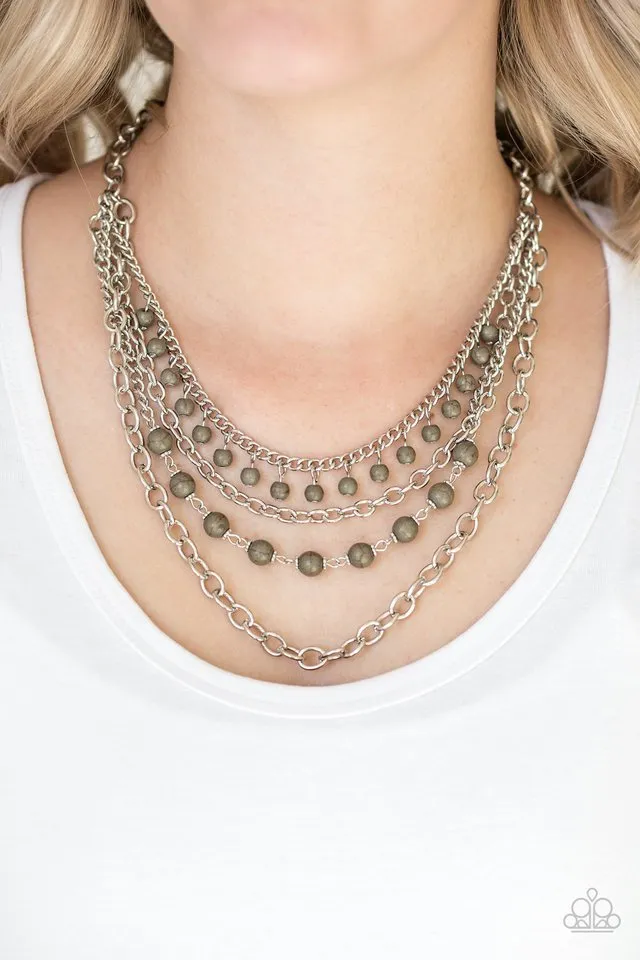 Paparazzi Necklace ~ Ground Forces - Green