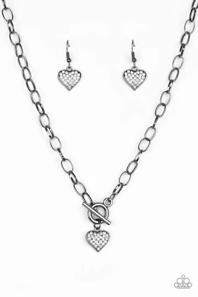 Paparazzi Necklace ~ Harvard Hearts - Black