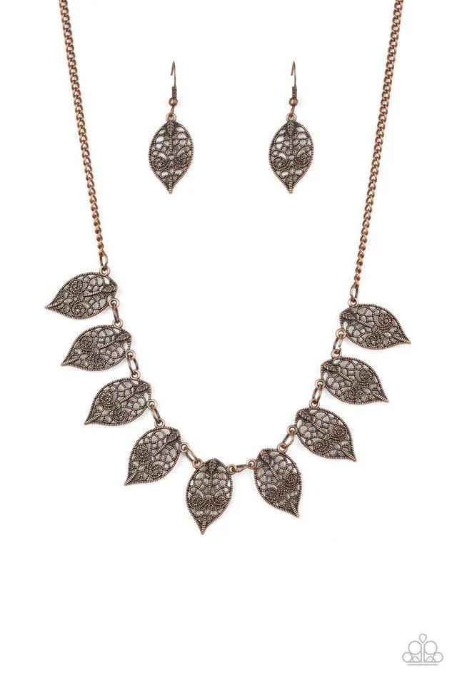 Paparazzi Necklace ~ Leafy Lagoon - Copper