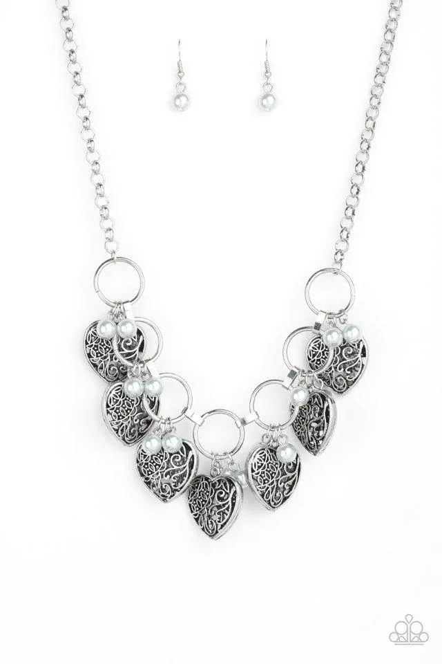 Paparazzi Necklace ~ Very Valentine - Silver