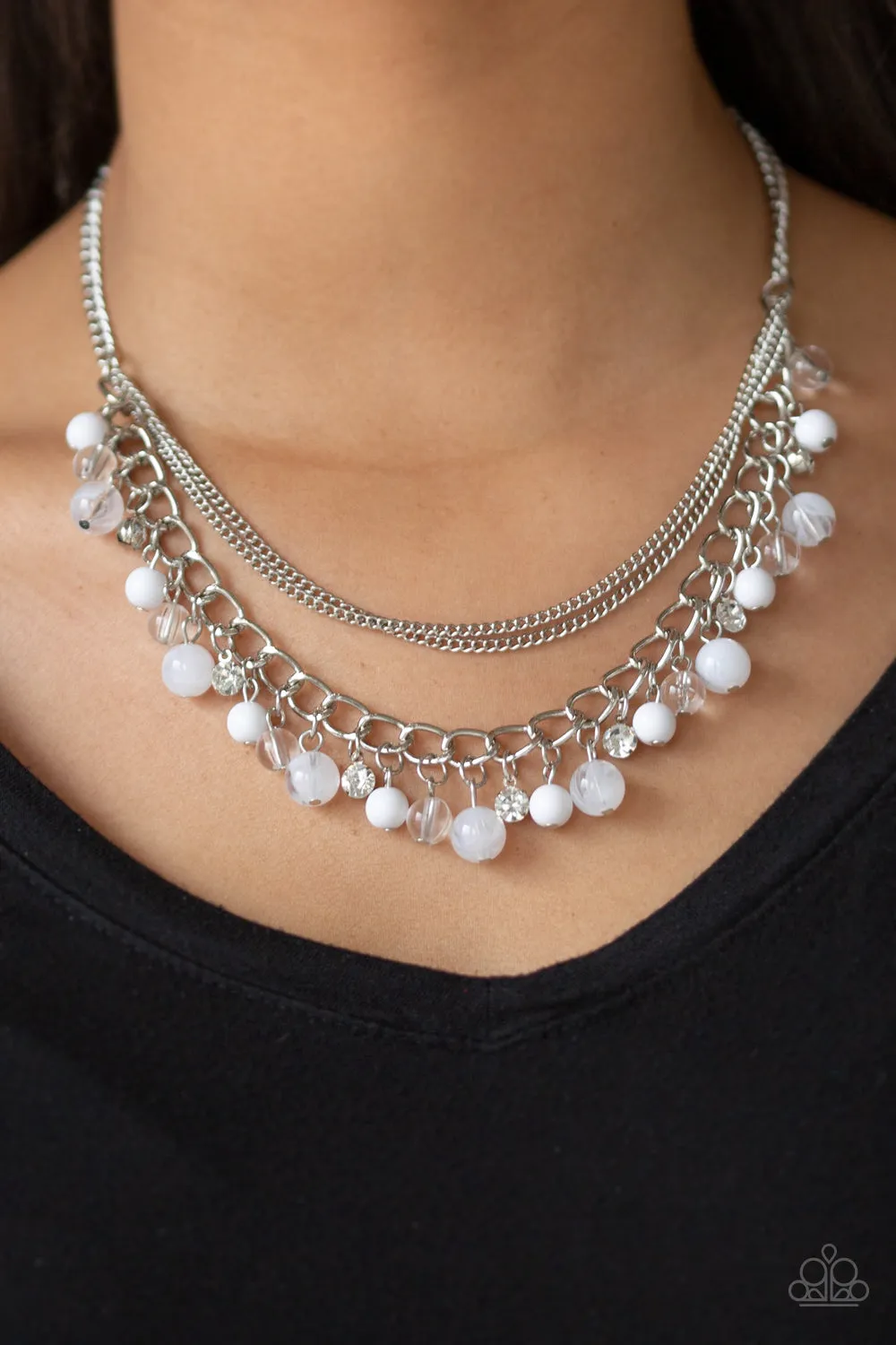 Paparazzi Necklace ~ Wait and SEA - White