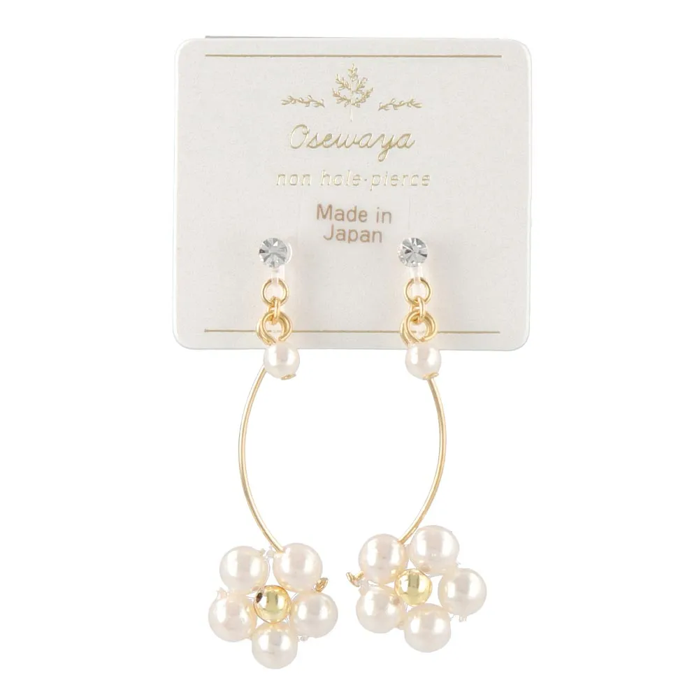 Pearl Flower Invisible Clip On Earrings