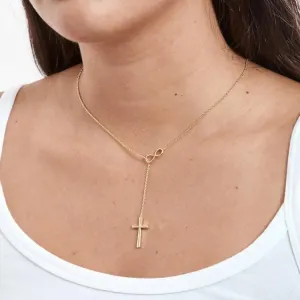 Pinapes Double Infinity Cross Necklace | Fashion Necklace for Women and Girls | Sterling Silver Layered Chain Necklace for Women