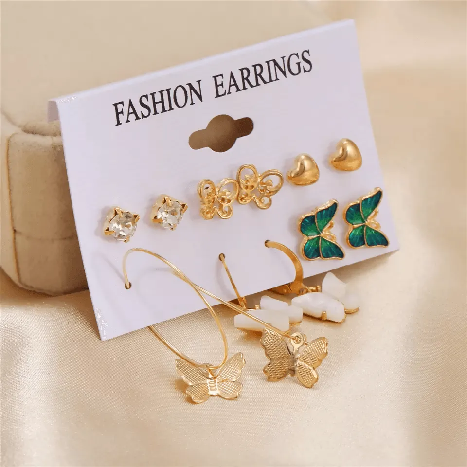 Pinapes Latest Stylish Earrings for Women and Girls (Set of 6)