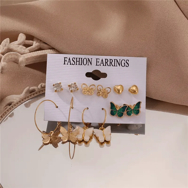 Pinapes Latest Stylish Earrings for Women and Girls (Set of 6)