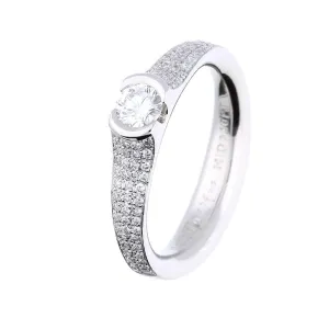 Platinum brilliant cut and pave set 0.54ct natural Diamond ring FVS