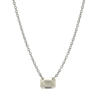 Platinum Necklace with Free-Set Emerald Cut Diamond