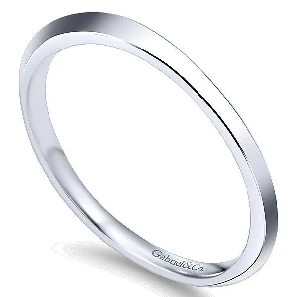 Polished Thin Edge Wedding Band 14K White Gold 203B