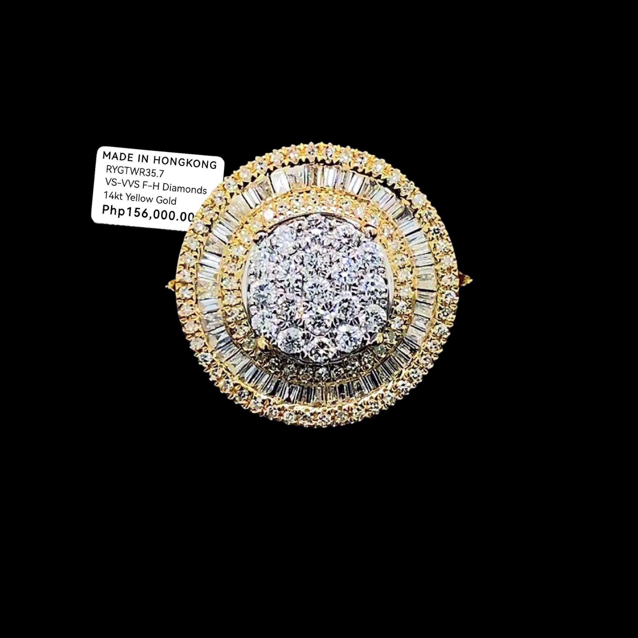 PREORDER | Golden Large Round Statement Diamond Ring 14kt