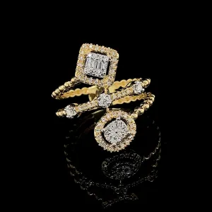 PREORDER | Golden Oval Square Cluster Shape Diamond Ring 14kt