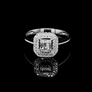 PREORDER | Halo Paved Emerald Diamond Ring 14kt