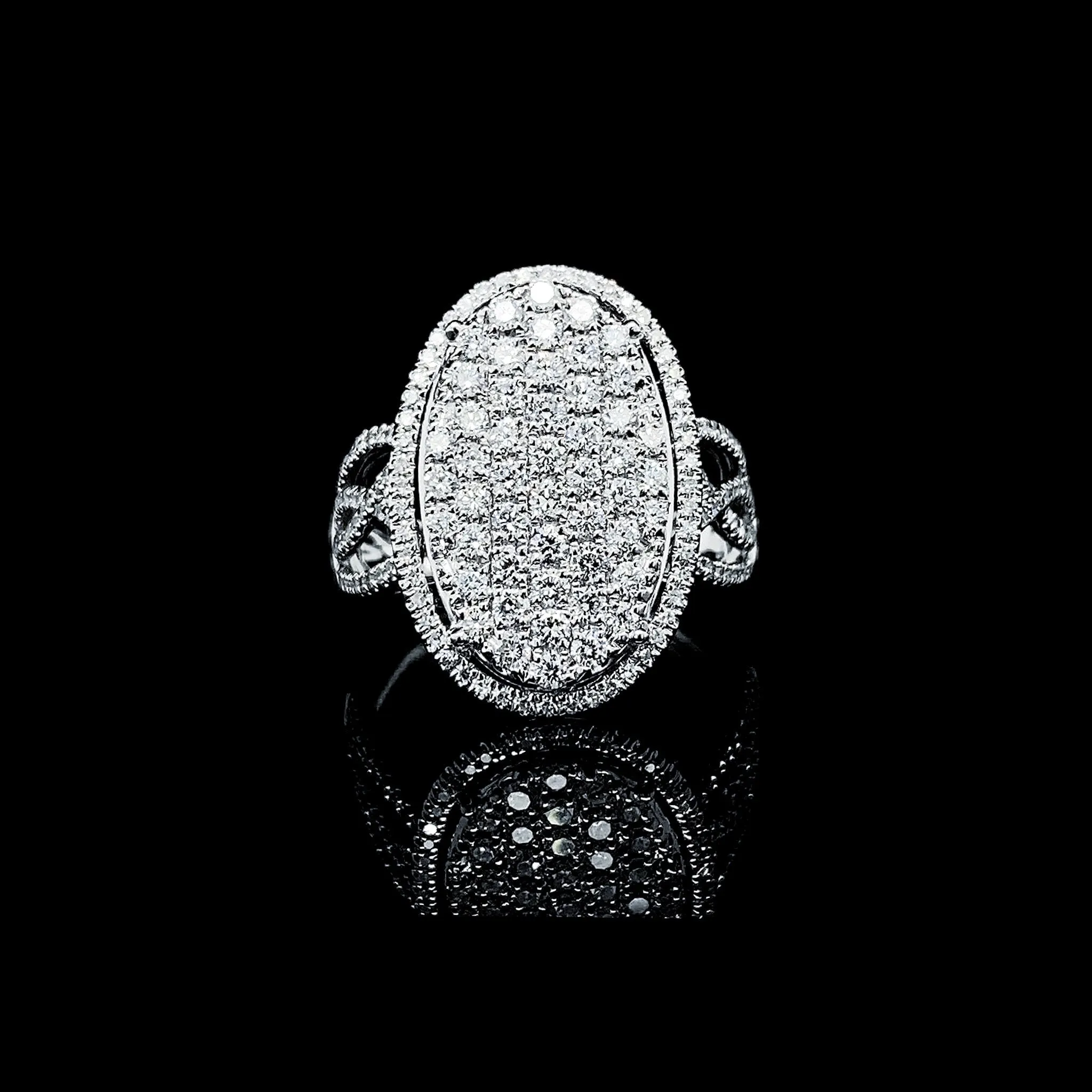 PREORDER | Oval Twisted Paved Band Statement  Diamond Ring 14kt