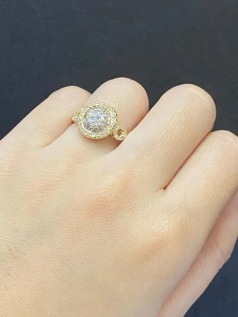 PREORDER | Round Halo Paved Band Diamond Ring 14kt