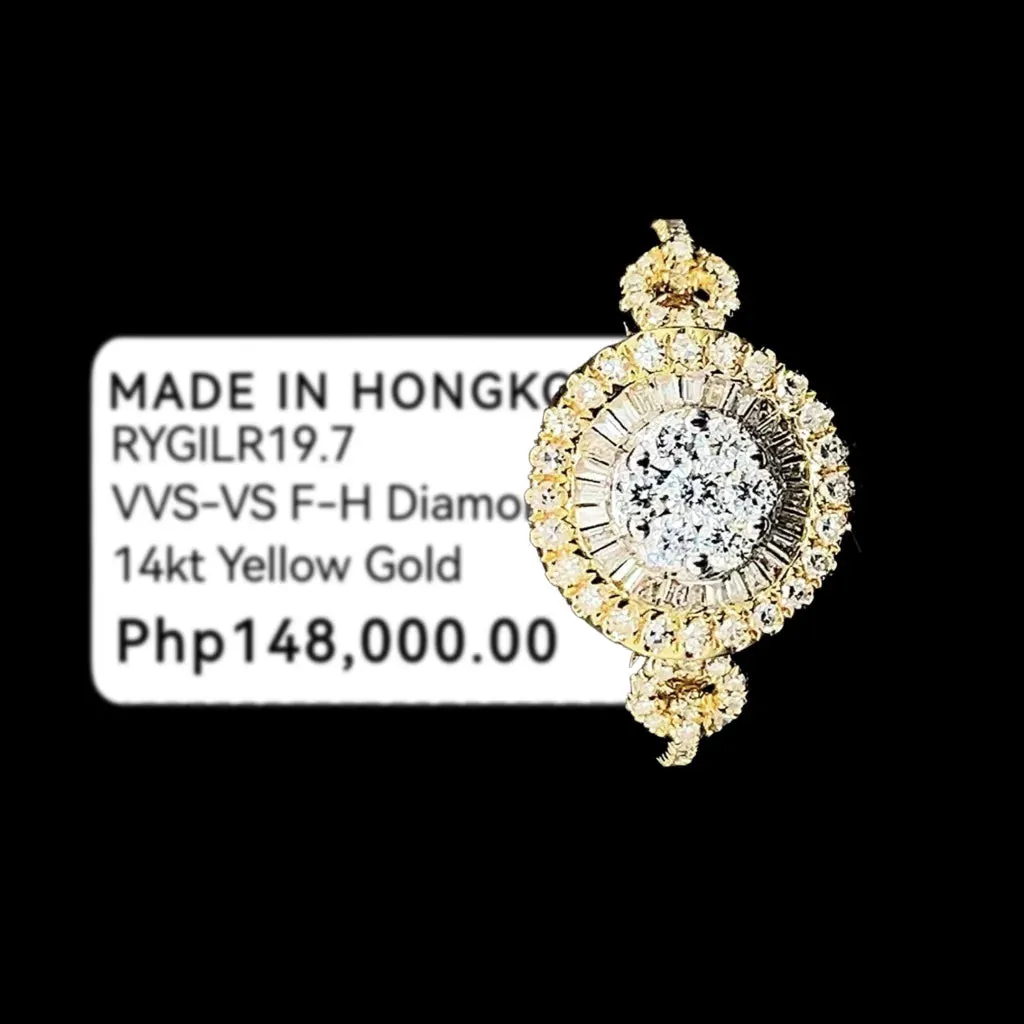 PREORDER | Round Halo Paved Band Diamond Ring 14kt