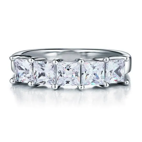 Princess Cut Five Stone 1.25 Ct Bridal Wedding Band