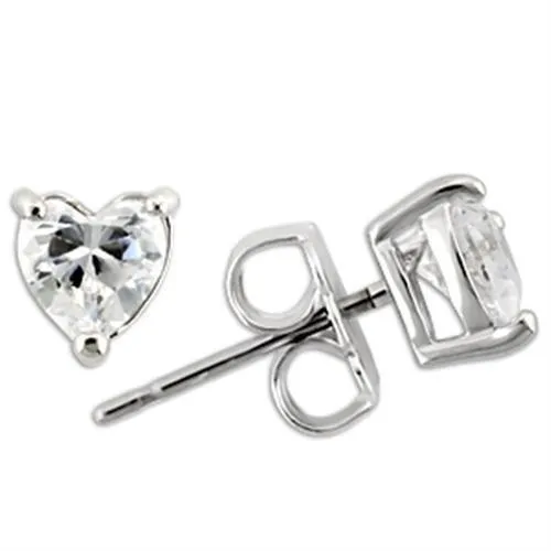 Rhodium 925 Sterling Silver Earrings with AAA Grade CZ in Clear for Women Clear Stone Color Style 0W165