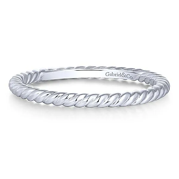 Rolled Metal Design Stackable Band 14K White Gold