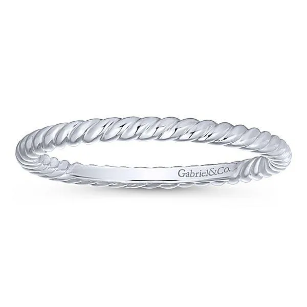 Rolled Metal Design Stackable Band 14K White Gold