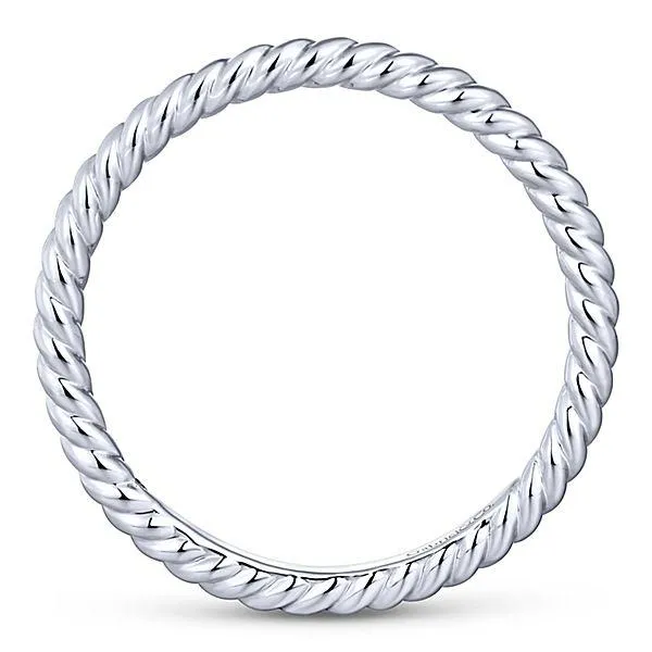 Rolled Metal Design Stackable Band 14K White Gold