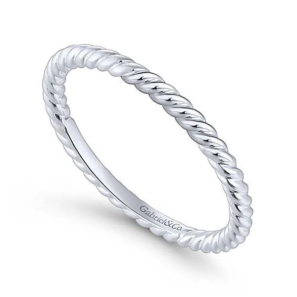 Rolled Metal Design Stackable Band 14K White Gold