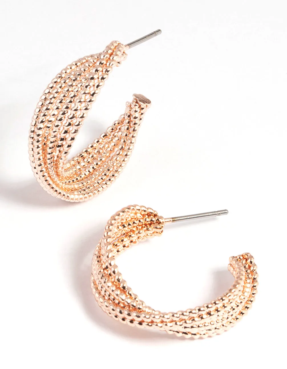 Rose Gold Criss Cross Hoop Earrings