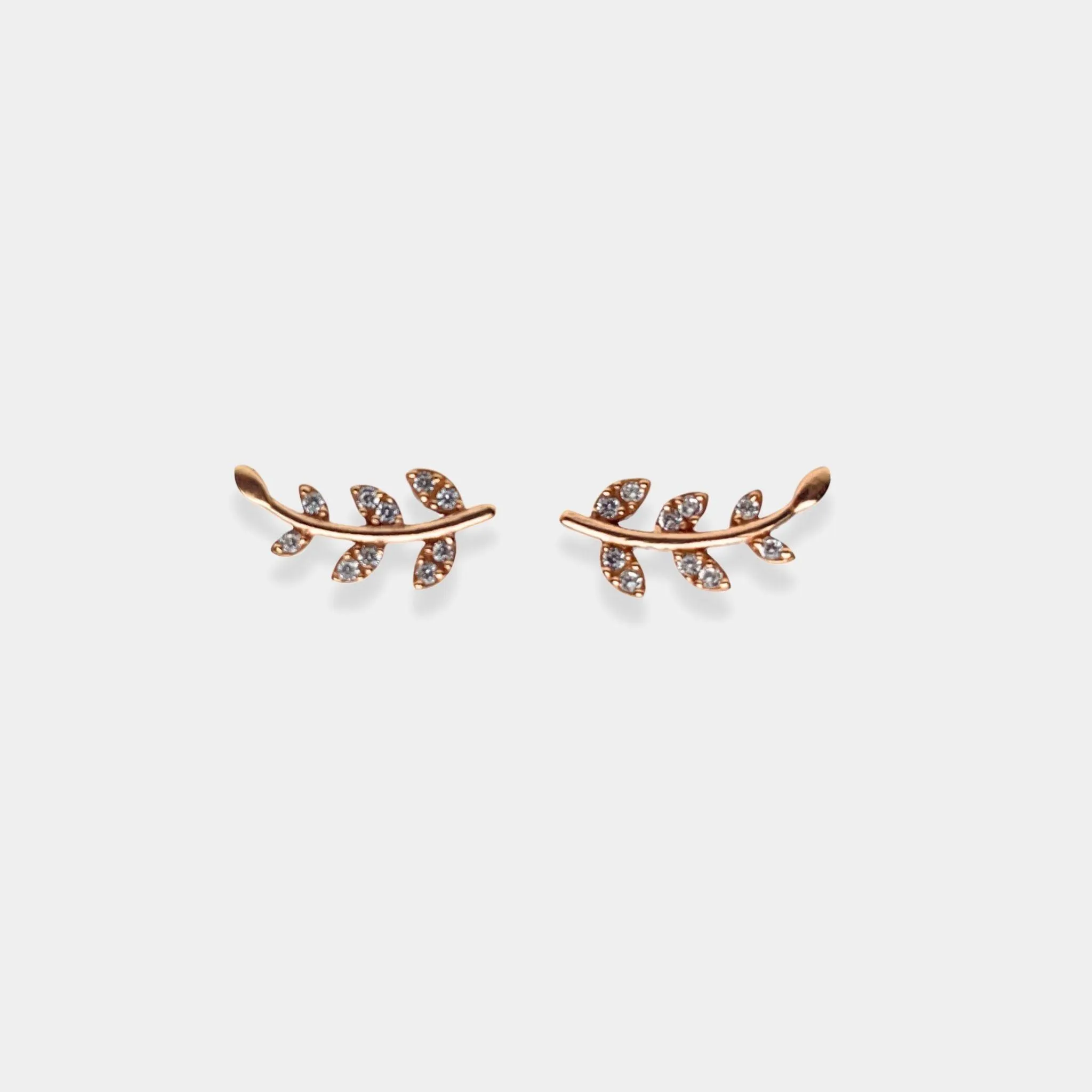 rose gold natural Leaves earrings