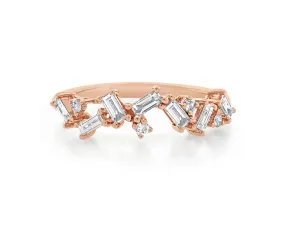 Rose Gold Organic Baguette Diamond Ring