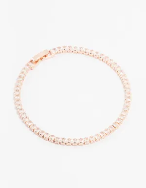 Rose Gold Plated Cubic Zirconia Baguette Tennis Bracelet