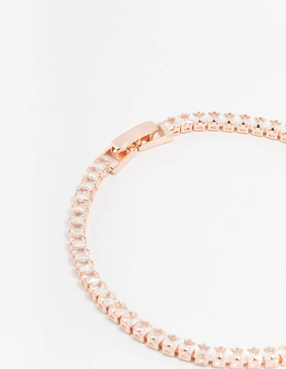 Rose Gold Plated Cubic Zirconia Baguette Tennis Bracelet