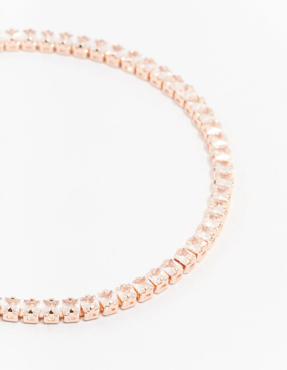 Rose Gold Plated Cubic Zirconia Baguette Tennis Bracelet