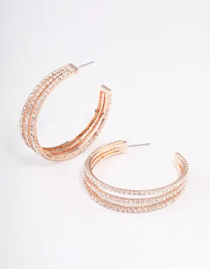 Rose Gold Triple Illusion Statement Hoop Earrings