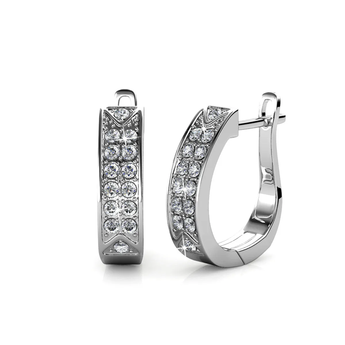 Sawyer 18k White Gold Plated Crystal Hoop Earrings with Swarovski Crystals for Women