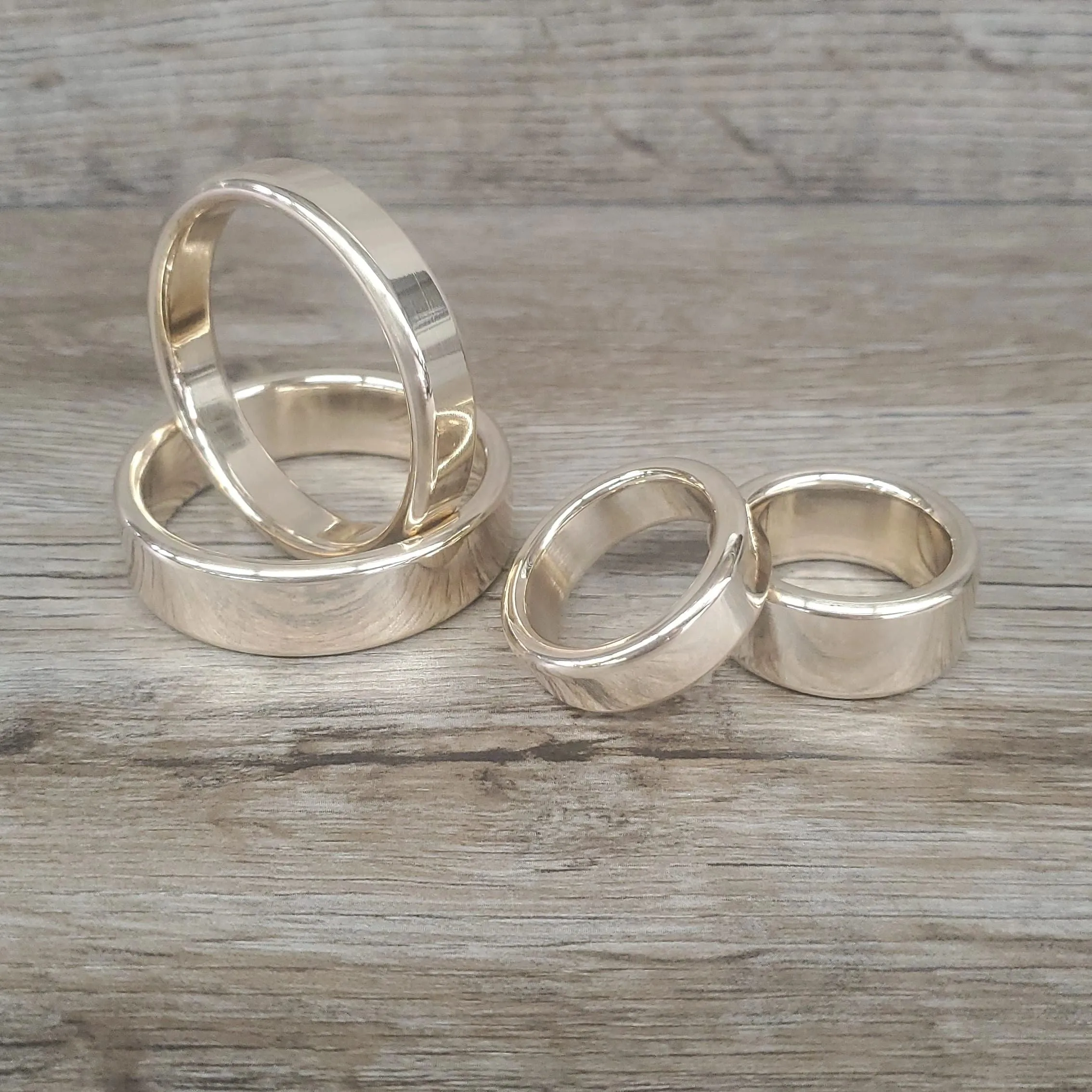 Shinny Polished Solid Brass Cockring and Gland Rings, Penis Enhancer Ring Gold Color