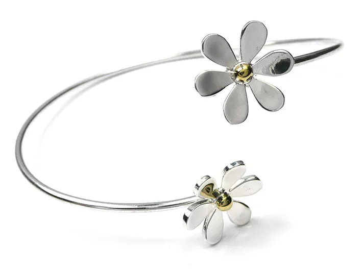 Silver Bangle - Daisy Wrap