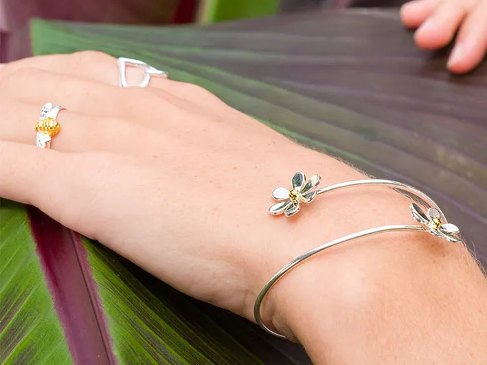 Silver Bangle - Daisy Wrap