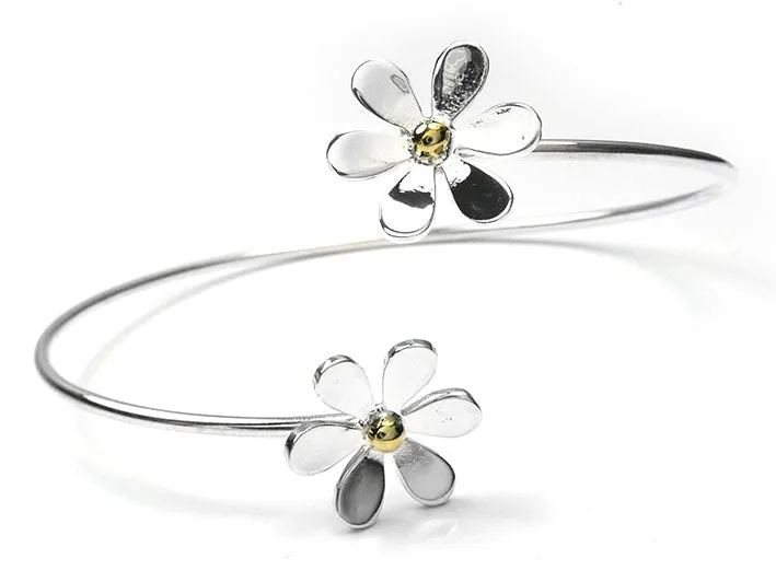 Silver Bangle - Daisy Wrap