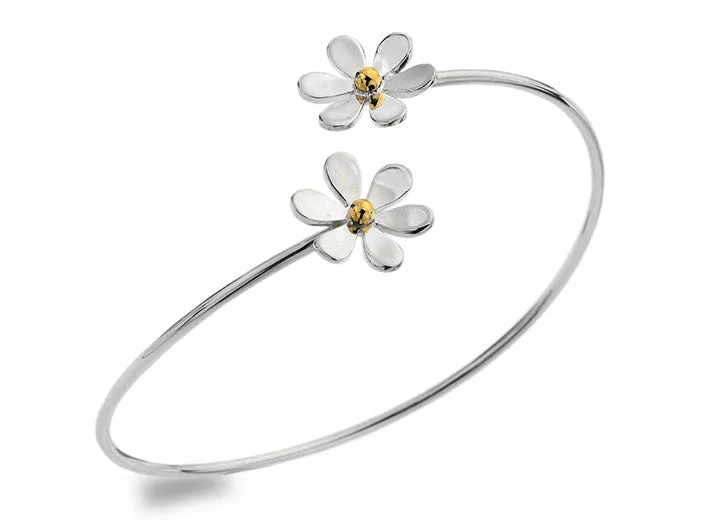 Silver Bangle - Daisy Wrap