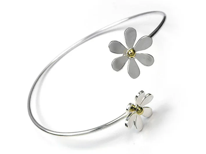 Silver Bangle - Daisy Wrap