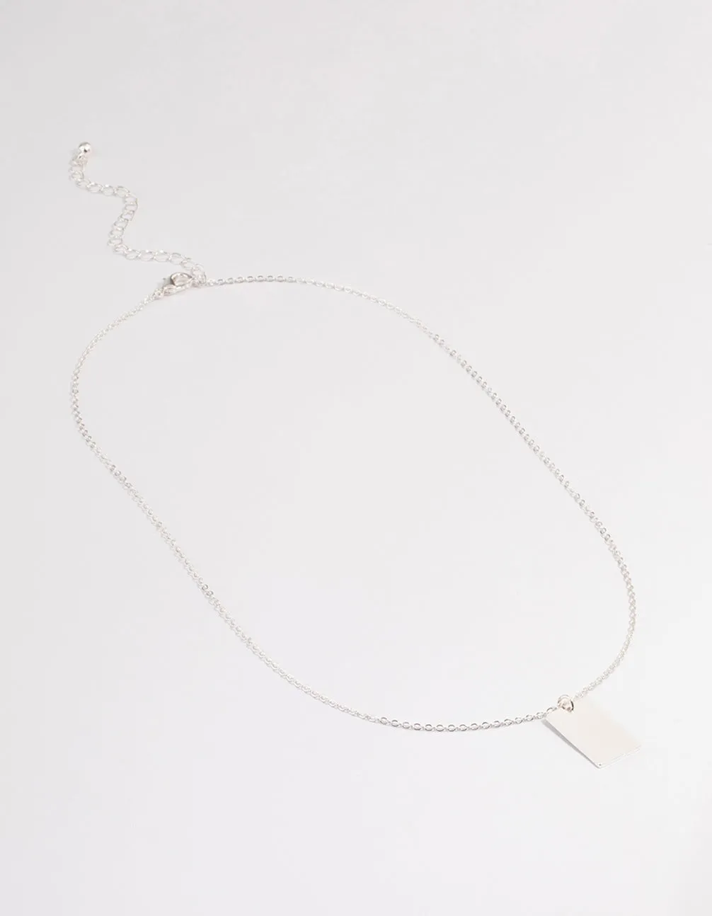 Silver Solid Tag Necklace