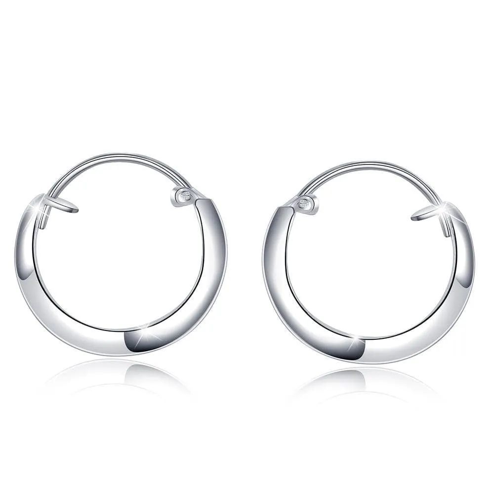 Solid 925 Sterling Silver Classic V-Line Hoop Earrings 12mm