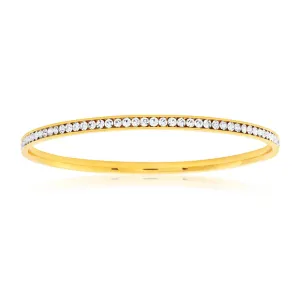 Stainless Steel Gold Plated Crystal Bangle 65mm