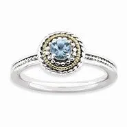 Sterling Silver & 14k Gold Blue Topaz Ring