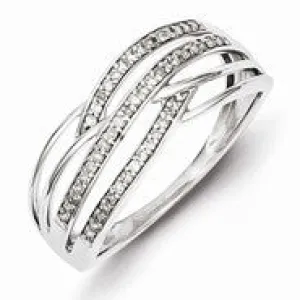 Sterling Silver Multi Lined Diamond Ring